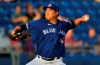 Toronto Blue Jays starter Hyun-Jin Ryu pitches against the Philadelphia Phillies during the second inning of a spring training baseball game in Dunedin, Fla. on Friday, March 26, 2021. THE CANADIAN PRESS/Steve Nesius