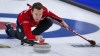Team Canada skip Brendan Bottcher makes a shot against Switzerland at the Men's World Curling Championships in Calgary, Alta., Sunday, April 4, 2021.THE CANADIAN PRESS/Jeff McIntosh