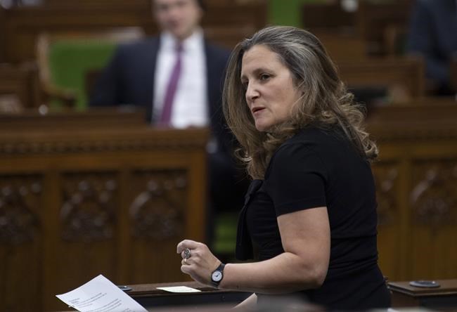 Deputy Prime Minister and Minister of Finance Chrystia Freeland responds to a question during Question Period in the House of Commons Tuesday December 8, 2020 in Ottawa. Canada's charities are looking to next week's federal budget with hopes the Liberals will extend their sector a helping hand as they face the possibility of a prolonged and protracted road to recovery even after the economy reopens. THE CANADIAN PRESS/Adrian Wyld