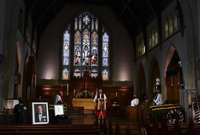 Reverend Shane A. D. Parker, Bishop of the Anglican Diocese of Ottawa, speaks during the National Commemorative Ceremony in honour of Prince Philip, The Duke of Edinburgh, at Christ Church Cathedral in Ottawa on Saturday, April 17, 2021. THE CANADIAN PRESS/Sean Kilpatrick