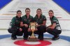Skip Kerri Einarson, left to right, third Val Sweeting, second Shannon Birchard and lead Briane Meilleur pose with the Players' Championship trophy in Calgary on Sunday April 25, 2021. Einarson successfully defended the Princess Auto Players Championship womens title with a 5-2 victory over Team Rachel Homan THE CANADIAN PRESS/HO-Grand Slam of Curling-Mike Cleasby*MANDATORY CREDIT*