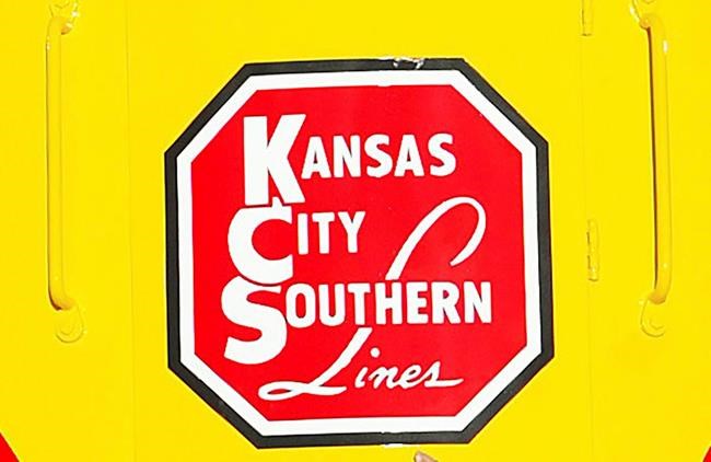 FILE - In this Nov. 5, 2004 file photo, the logo of Kansas City Southern is shown on a restored 1954 Kansas City Southern passenger locomotive at Union Station in Kansas City, Mo. THE CANADIAN PRESS/Norman Ng/The Kansas City Star via AP
