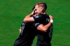 CF Montreal midfielder Djordje Mihailovic (8) is congratulated by forward Erik Hurtado, left, after scoring a goal during the second half of an MLS soccer match against Toronto FC,&nbsp;in Fort Lauderdale, Fla., Saturday, April 17, 2021. Now a midfielder for CF Montreal, Mihailovic can't wait to line up against Columbus on Saturday when the undefeated Canadian squad hosts the Crew at their temporary home at Fort Lauderdale, Fla. THE CANADIAN PRESS/AP-Lynne Sladky