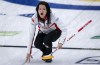 Team Canada skip Kerri Einarson directs her teammates against Germany at the Women's World Curling Championship in Calgary, Alta., Monday, May 3, 2021.THE CANADIAN PRESS/Jeff McIntosh