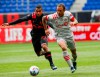 Toronto FC midfielder Nick DeLeon, right, vies for the ball with New York Red Bulls midfielder Cristian Cassares Jr. during MLS soccer action&nbsp;in Harrison, NJ, Saturday, May 8, 2021. THE CANADIAN PRESS/AP-Eduardo Munoz Alvarez