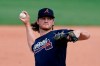 FILE - In this Tuesday, March 30, 2021 file photo, Atlanta Braves starting pitcher Mike Soroka delivers in the sixth inning of a spring training baseball game against the Boston Red Sox in Fort Myers, Fla. Atlanta Braves right-hander Mike Soroka has suffered a setback in his recovery from surgery to repair his torn right Achilles tendon and will have a follow-up surgery next week, threatening his plans to return to the rotation this season. Soroka was the Braves' opening day starter in 2020 before suffering the season-ending injury against the New York Mets on Aug. 3. (AP Photo/John Bazemore, File)