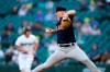 Cleveland Indians starting pitcher Zach Plesac throws against to a Seattle Mariners batter during the first inning of a baseball game Thursday, May 13, 2021, in Seattle. (AP Photo/Elaine Thompson)