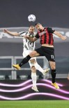 Juventus' Giorgio Chiellini, left, battles for the ball with Milan's Zlatan Ibrahimovic during the Italian Serie A soccer match between Juventus and Milan, at the Juventus Stadium, in Turin, Italy, Sunday, May 9, 2021. (Spada/LaPresse via AP)