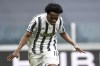 Juventus' Juan Cuadrado celebrates after scoring his side's 2nd goal, during the Serie A soccer match between Juventus and Inter Milan, at the Turin Allianz stadium, Italy, Saturday, May 15, 2021. (Piero Cruciatti/LaPresse via AP)