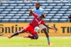 New York FC defender Sebastien Ibeaha, back, fights for the ball against Toronto FC defender Richie Laryea during an MLS soccer match at Yankee Stadium, in New York, Saturday, May 15, 2021. THE CANADIAN PRESS/AP-Eduardo Munoz Alvarez