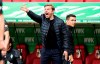 Bremen head coach Coach Florian Kohfeldt gestures during the German Bundesliga soccer match between FC Augsburg and SV Werder Bremen in Augsburg, Germany, Saturday, May 15, 2021. (Matthias Balk/dpa via AP)