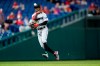 Miami Marlins second baseman Jazz Chisholm Jr. throws to first after fielding a ground out by Philadelphia Phillies' Jean Segura during the fifth inning of baseball game, Tuesday, May 18, 2021, in Philadelphia. (AP Photo/Matt Slocum)