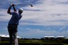 Talor Gooch watches his tee shot on the 17th hole during a practice round at the PGA Championship golf tournament on the Ocean Course Wednesday, May 19, 2021, in Kiawah Island, S.C. (AP Photo/Chris Carlson)