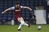 West Ham's Declan Rice misses a penalty shot during the English Premier League soccer match between West Bromwich Albion and West Ham at the The Hawthorns Stadium in West Bromwich, England, Wednesday, May 19, 2021. (Shaun Botterill/Pool via AP)