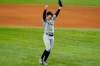 New York Yankees starting pitcher Corey Kluber celebrates after the final out by Texas Rangers' Willie Calhoun, as Kluber threw a no-hitter in a baseball game in Arlington, Texas, Wednesday, May 19, 2021. The Yankees won 2-0. (AP Photo/Tony Gutierrez)