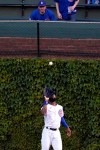 Chicago Cubs right fielder Jason Heyward catches a fly ball by Washington Nationals' Trea Turner during the fourth inning of a baseball game in Chicago, Wednesday, May 19, 2021. (AP Photo/Nam Y. Huh)