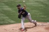 Minnesota Twins starting pitcher Lewis Thorpe throws against the Los Angeles Angels during the first inning of the first baseball game of a doubleheader, Thursday, May 20, 2021, in Anaheim, Calif. (AP Photo/Jae C. Hong)