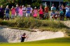 Phil Mickelson hits out of the bunker on the 17th hole during the first round of the PGA Championship golf tournament on the Ocean Course Thursday, May 20, 2021, in Kiawah Island, S.C. (AP Photo/Chris Carlson)