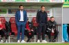 Bayern's sports director Hasan Salihamidzic, left, and coach Hansi Flick watch their team during the German Bundesliga soccer match between SC Freiburg and FC Bayern Munich in Freiburg, Germany, Saturday, May 15, 2021. (Tom Weller/dpa via AP)