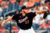 Washington Nationals starting pitcher Stephen Strasburg delivers during the third inning of a baseball game against the Baltimore Orioles, Friday, May 21, 2021, in Washington. (AP Photo/Nick Wass)