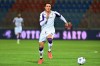 Fiorentina's Dusan Vlahovic in action during the Italian Serie A soccer match between Crotone and Fiorentina at Ezio Scida Stadium, in Crotone, Italy, Saturday, May 22, 2021. (Francesco Mazzitello/LaPresse via AP)