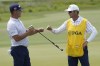Gary Woodland reacts to his birdie on the fourth green during the third round at the PGA Championship golf tournament on the Ocean Course, Saturday, May 22, 2021, in Kiawah Island, S.C. (AP Photo/Matt York)