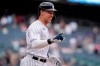 New York Yankees designated hitter Aaron Judge reacts after drawing a bases-loaded walk for the winning run against the Chicago White Sox in a baseball game, Sunday, May 23, 2021, at Yankee Stadium in New York. Clint Frazier scored on the play. (AP Photo/Kathy Willens)