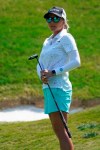 Sarah Kemp, of Australia, reacts to a missed putt on the eighth hole during the final round of the LPGA Tour's Pure Silk Championship golf tournament in Williamsburg, Va., Sunday, May 23, 2021. (AP Photo/Steve Helber)