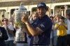 Phil Mickelson holds the Wanamaker Trophy after winning the final round at the PGA Championship golf tournament on the Ocean Course, Sunday, May 23, 2021, in Kiawah Island, S.C. (AP Photo/Matt York)