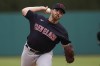 Cleveland Indians pitcher Aaron Civale throws against the Detroit Tigers in the first inning of a baseball game in Detroit, Tuesday, May 25, 2021. (AP Photo/Paul Sancya)