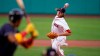 Boston Red Sox starting pitcher Garrett Richards delivers during the first inning of the team's baseball game against the Atlanta Braves at Fenway Park, Tuesday, May 25, 2021, in Boston. (AP Photo/Charles Krupa)