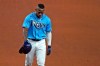 Tampa Bay Rays' Randy Arozarena reacts after being involved in a game-ending double play against the Kansas City Royals during a baseball game Tuesday, May 25, 2021, in St. Petersburg, Fla. The Rays loss to the Royals snaps an 11-game winning streak. (AP Photo/Chris O'Meara)