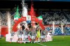 Juventus players celebrate with the trophy their victory against Atalanta during the Italian Cup soccer final match between Atalanta and Juventus at the Mapei Stadium in Reggio Emilia, Italy, Wednesday, May 19, 2021. Juventus win Atalanta 2-1. (AP Photo/Antonio Calanni)