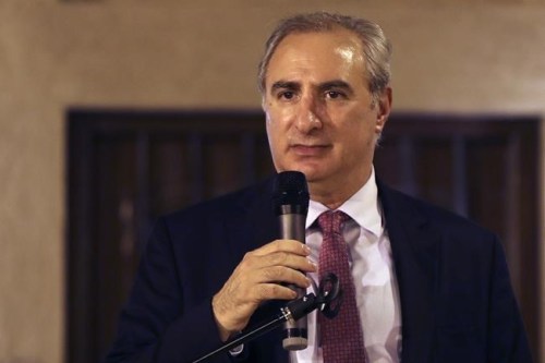 Israeli's Ambassador to the United Arab Emirates, Eitan Na'eh, talks during an exhibition commemorating the Jewish Holocaust in Dubai, United Arab Emirates, Wednesday, May 26, 2021. Israel's top diplomat to the United Arab Emirates attended a ceremony in Dubai on the grounds of the Arabian Peninsula's first permanent exhibition to commemorate the Holocaust. Hours earlier, he'd attended an event establishing a joint venture between an Israeli and Emirati company. (AP Photo/Kamran Jebreili)