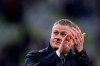 Manchester United's manager Ole Gunnar Solskjaer applauds fans after the Europa League final soccer match between Manchester United and Villarreal in Gdansk, Poland, Wednesday May 26, 2021. (Kacper Pempel, Pool via AP)
