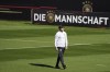 German head coach Joachim Loew watches his team during a first training session of the national soccer team in Seefeld, Austria, Friday, May 28, 2021. Team Germany is based for a training camp in Tyrol prior to the Euro 2020 from May 28 till June 6, 2021. (AP Photo/Matthias Schrader)