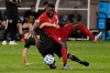 Columbus Crew's Josh Williams, left, tangles with Toronto FC's Jozy Altidore during the second half of an MLS soccer match, Sunday, Sept. 27, 2020, in East Hartford, Conn.&nbsp; THE CANADIAN PRESS/AP-Jessica Hill