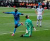 Columbus Crew forward Gyasi Zerdes (11) celebrates his goal past Toronto FC goalkeeper Alex Bono (25) during the first half of an MLS soccer game at Historic Crew Stadium in Columbus, Ohio, Saturday, May 29, 2021. THE CANADIAN PRESS/Barbara J. Perenic/The Columbus Dispatch via AP