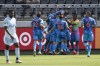 New York City FC celebrates after a goal scored by forward Jesus Medina (19) during the second half of an MLS soccer game against the Los Angeles FC Saturday, May 29, 2021, in Los Angeles. (AP Photo/Ashley Landis)