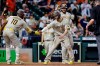 San Diego Padres' Jurickson Profar (10), Wil Myers, center, and Fernando Tatis Jr., right, celebrate a three-run home run by Myers during the 12th inning of a baseball game against the Houston Astros, Saturday, May 29, 2021, in Houston. (AP Photo/Michael Wyke)