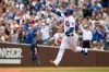 Chicago Cubs' Javier Baez celebrates while rounding the bases after hitting a two-run home run during the third inning of a baseball game against the San Diego Padres on Monday, May 31, 2021, in Chicago. (AP Photo/Paul Beaty)