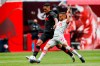 New York Red Bulls attacker Fabio, right, fights for the ball against Toronto FC defender Auro during an MLS soccer match, Saturday, May 8, 2021, at Red Bull Arena in Harrison, NJ. THE CANADIAN PRESS/AP/Eduardo Munoz Alvarez