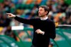 FILE - In this Thursday, Nov. 28, 2019 file photo then head coach of PSV Eindhoven, Mark van Bommel, gives instructions from the side line during the Europa League group D soccer match between Sporting CP and PSV Eindhoven at the Alvalade stadium in Lisbon, Portugal. (AP Photo/Armando Franca)