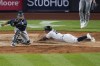 New York Yankees' Rougned Odor, right, slides past Tampa Bay Rays catcher Francisco Mejia to score on a two-run single by Clint Frazier during the fourth inning of a baseball game Wednesday, June 2, 2021, in New York. (AP Photo/Frank Franklin II)