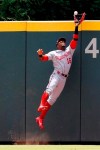 Washington Nationals center fielder Victor Robles (16) catches a ball off the bat of Atlanta Braves' Austin Riley in the second inning of a baseball game Thursday, June 3, 2021, in Atlanta. (AP Photo/John Bazemore)