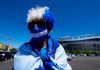A Honduras soccer fan shows his support for the team before a CONCACAF Nations League semifinal soccer match against the United States, Thursday, June 3, 2021, in Denver. (AP Photo/Jack Dempsey)