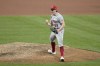 Cincinnati Reds pitcher Lucas Sims celebrates after striking out St. Louis Cardinals' Tommy Edman for the final out of a baseball game Thursday, June 3, 2021, in St. Louis. The Reds won 4-2. (AP Photo/Jeff Roberson)