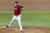 Texas Rangers startr Kyle Gibson pitches in the first inning of the team's baseball game against Tampa Bay Rays in Arlington, Texas, Friday, June 4, 2021. (AP Photo/Andy Jacobsohn)