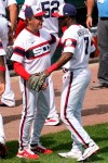 Chicago White Sox manager Tony La Russa, left, celebrates with Tim Anderson after the Chicago White Sox defeated the Detroit Tigers in a baseball game in Chicago, Sunday, June 6, 2021. Tony La Russa is second on the managerial career wins list with 2, 764. (AP Photo/Nam Y. Huh)