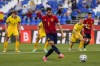 Spain's Abel Ruiz misses a penalty shoot during the international friendly soccer match against Lithuania at the Butarque Stadium in Leganes, on the outskirts of Madrid, Spain, Tuesday June 8, 2021. (AP Photo/Manu Fernandez)